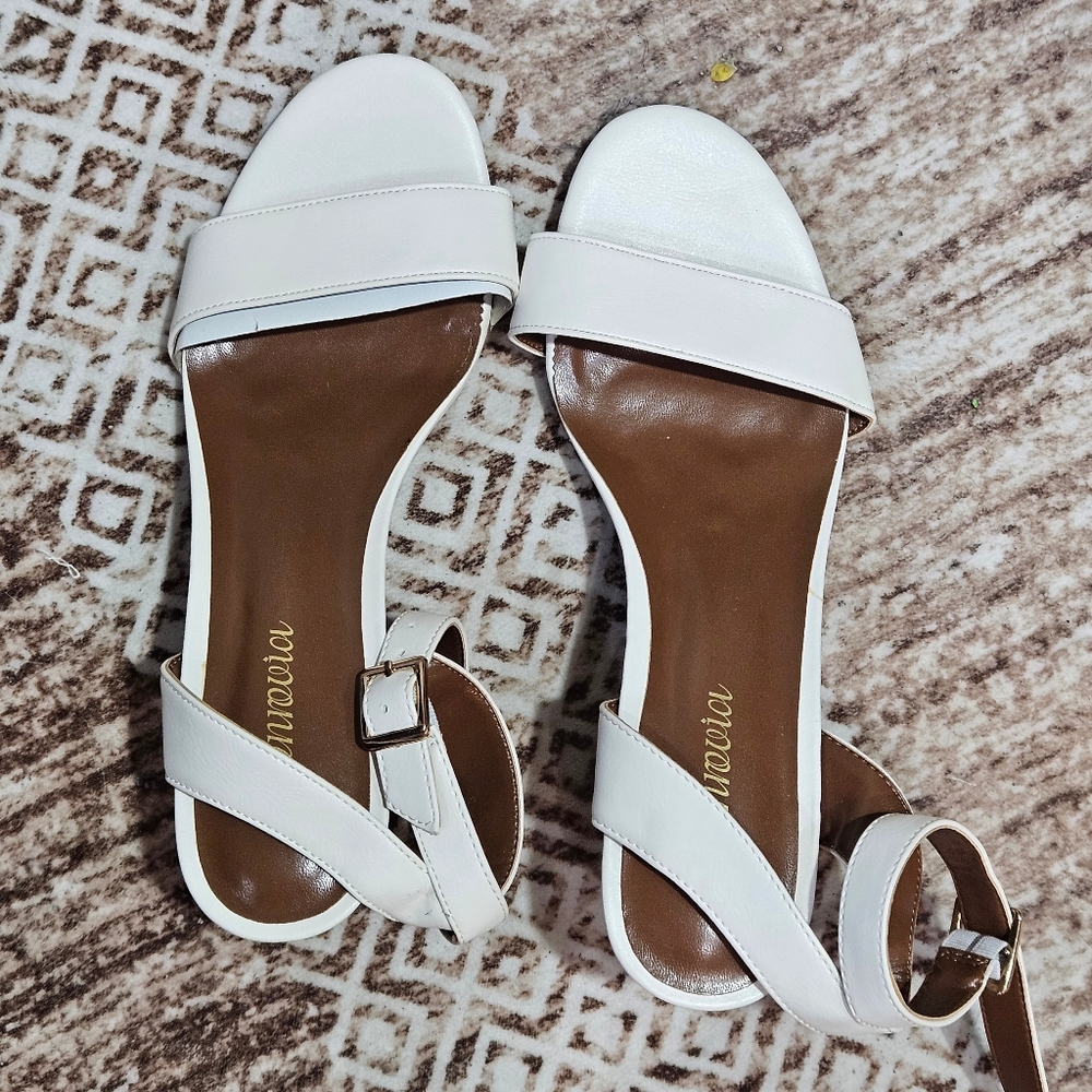 Chic White Sandals with Ankle Strap